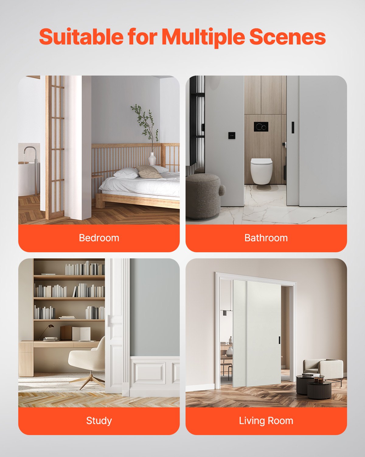 Bypass Door Hardware, 6ft Heavy Duty Bypass Sliding Door Hardware Kit, Aluminum Alloy Sliding Closet Door Hardware Set for 2 Door System, Fit Door Thickness 1 3/8 " - 1 3/4", Easy to Install