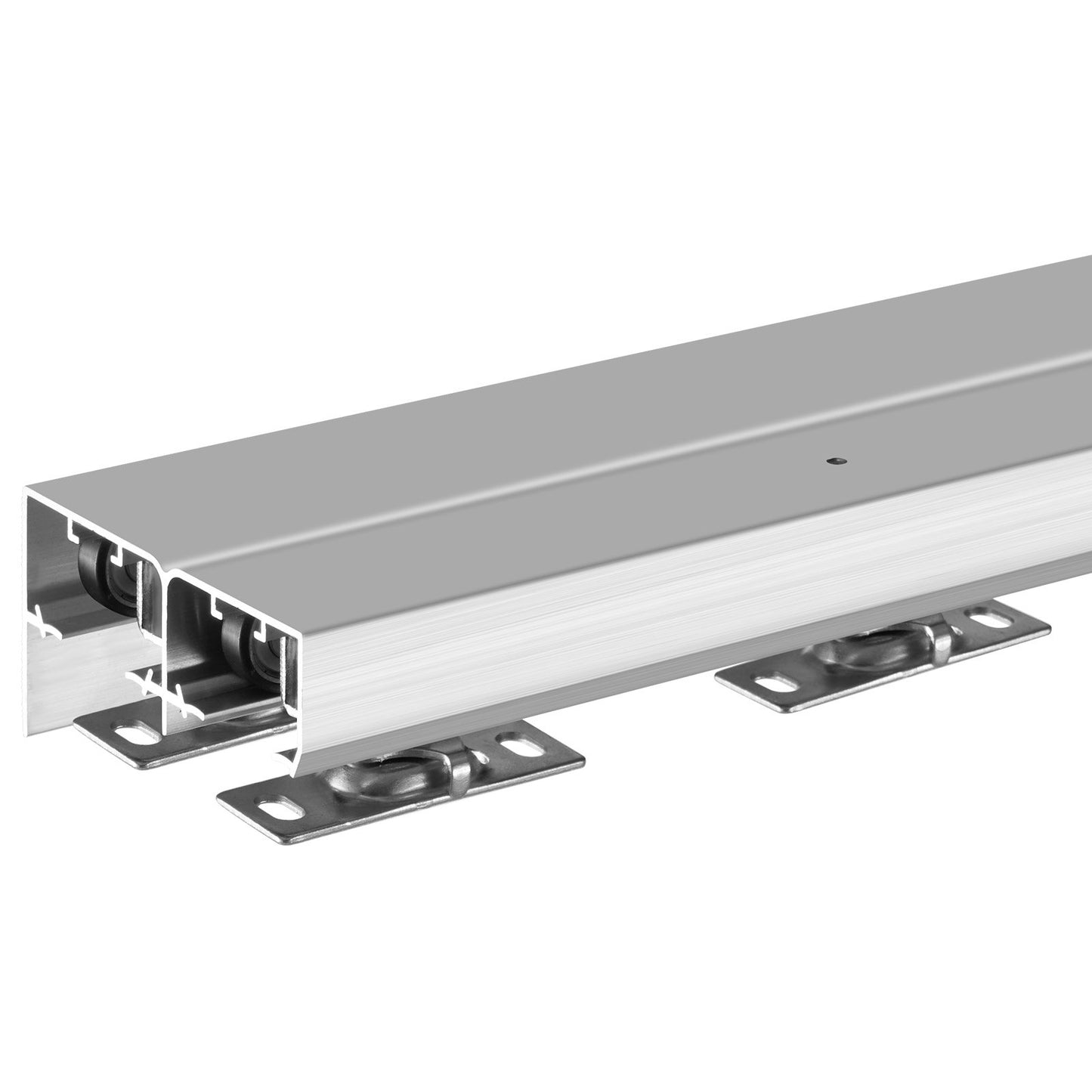 Bypass Door Hardware, 6ft Heavy Duty Bypass Sliding Door Hardware Kit, Aluminum Alloy Sliding Closet Door Hardware Set for 2 Door System, Fit Door Thickness 1 3/8 " - 1 3/4", Easy to Install