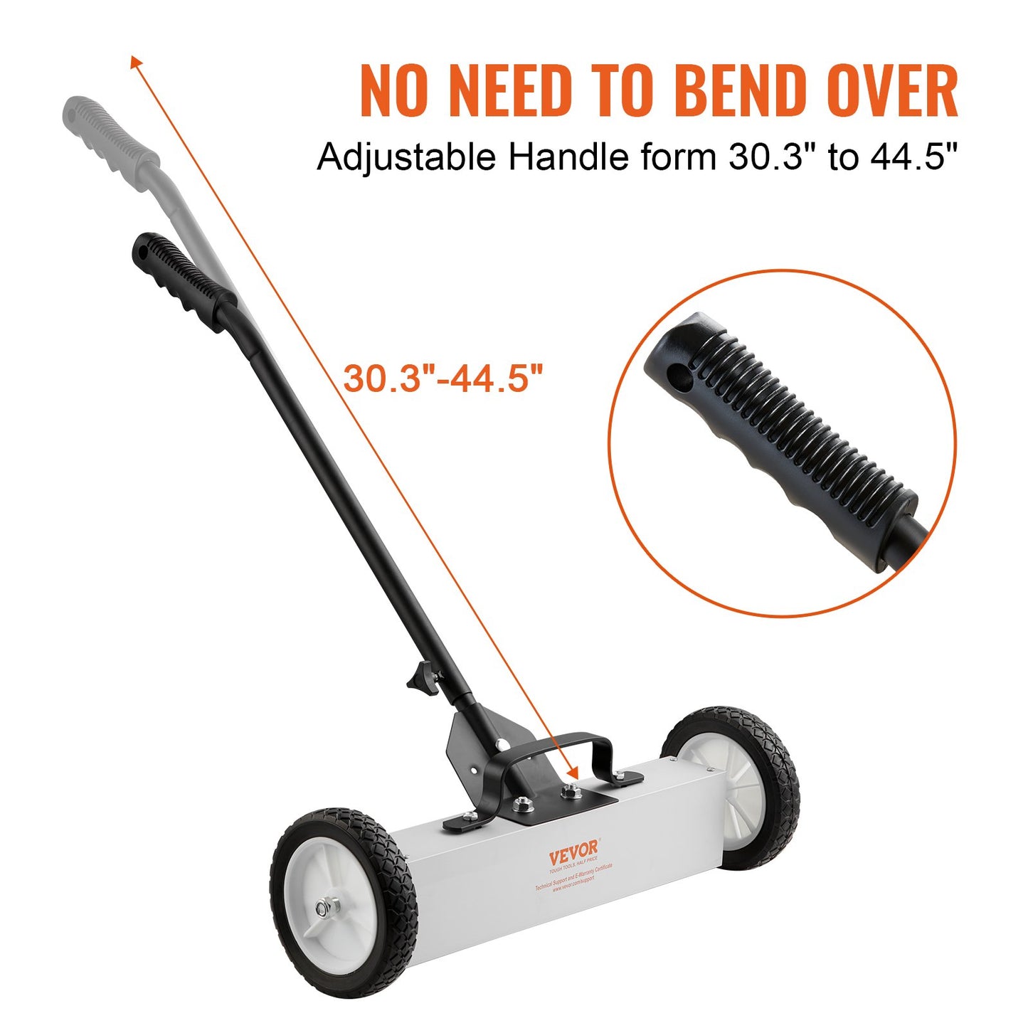 20.4 kg Rolling Magnetic Sweeper with Wheels, Push-Type Magnetic Pick Up Sweeper, 18-inch Large Magnet Pickup Lawn Sweeper, Magnet with Telescoping Handle, Easy Cleanup of Workshop Garage Yard
