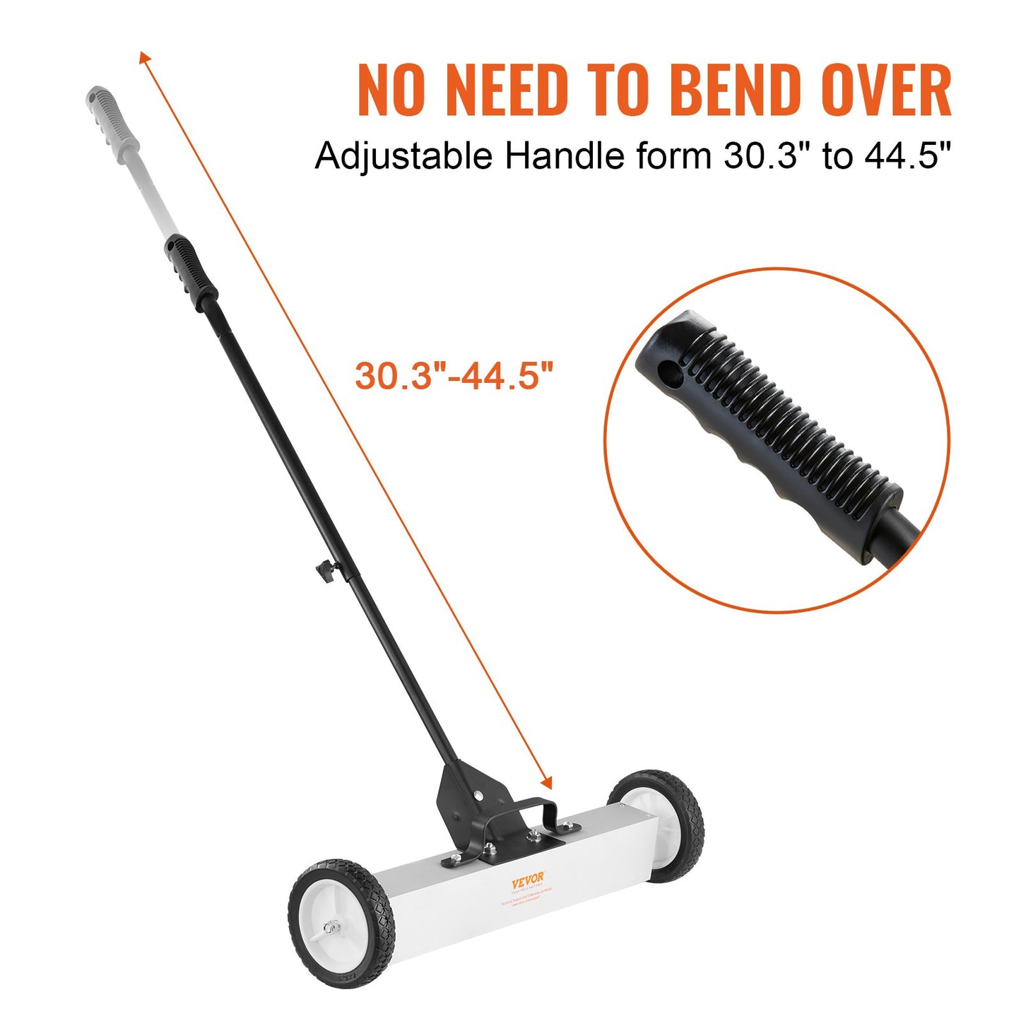 22.7 kg Rolling Magnetic Sweeper with Wheels, Push-Type Magnetic Pick Up Sweeper, 74 cm Large Magnet Pickup Lawn Sweeper with Telescoping Handle, Easy Cleanup of Workshop Garage Yard