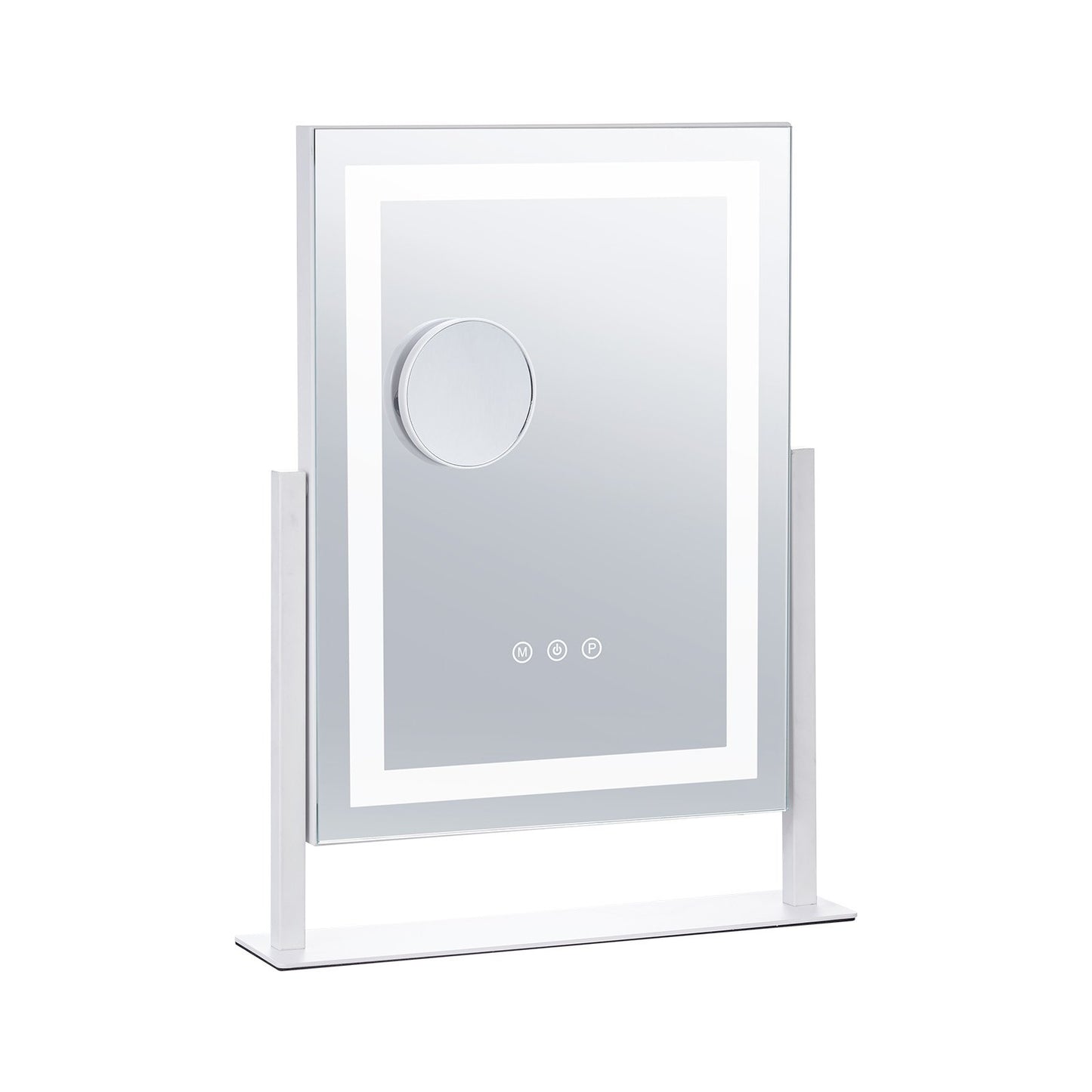 Vanity Mirror with Lights, Three Color Lighting Modes, Lighted Makeup LED Mirror, and 5X Magnification Mirror, Smart Touch Control, 360°Rotation (16.1x11.8 in, White)