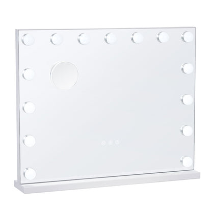 Hollywood-Schminkspiegel mit Beleuchtung und USB-Anschluss, Tisch- und Wandmontage, 58 x 46 cm