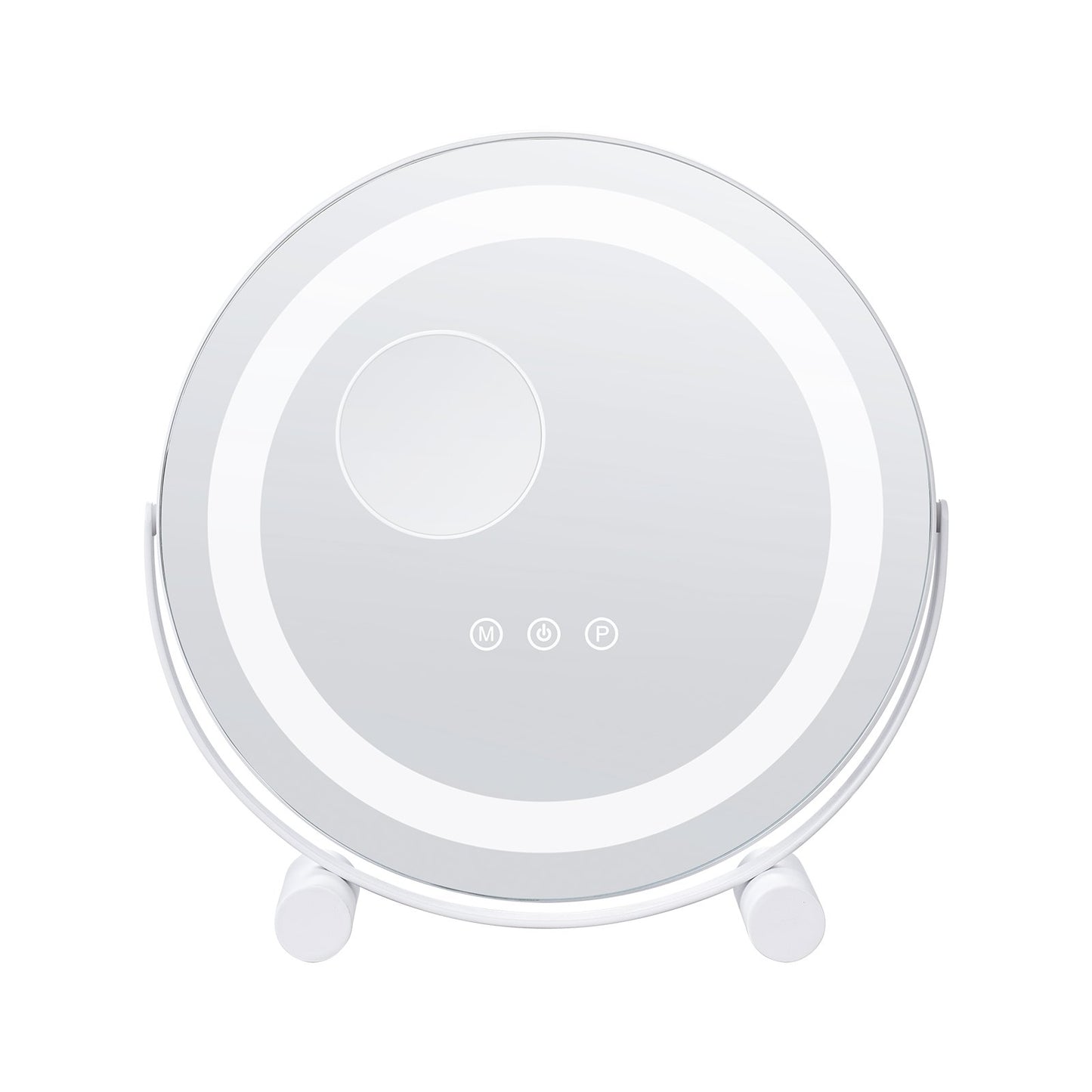 12” Vanity Mirror With Lights, LED Makeup Mirror 3 Color Lighting Modes, with 5X Magnification Mirror, Smart Touch Control, 360°Rotation,Round Lighted Makeup Mirror for Bedroom Tabletop (White)