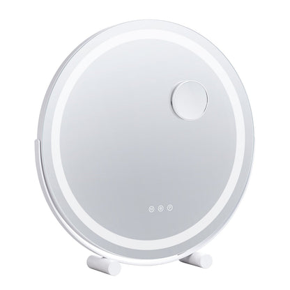 20” Vanity Mirror With Lights, LED Makeup Mirror 3 Color Lighting Modes, with 5X Magnification Mirror, Smart Touch Control, 360°Rotation,Round Lighted Makeup Mirror for Bedroom Tabletop (White)