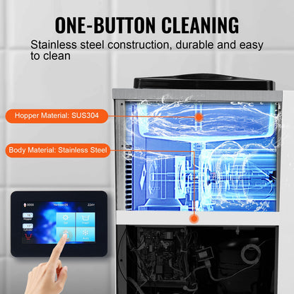 Gewerbliche Eismaschine, 10 l/h Leistung, 900 W, Tischgerät für Softeis, 4-l-Behälter, 1,6-l-Eiszylinder, Touchscreen mit automatischer Reinigung und Vorkühlung, für Restaurants und Imbissbuden