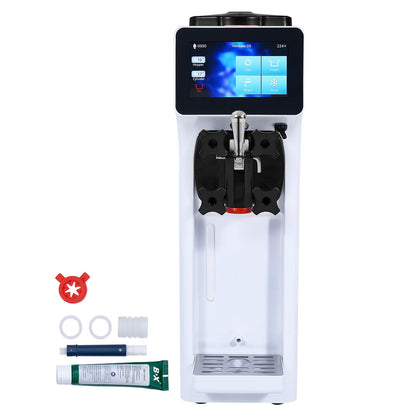 Gewerbliche Eismaschine, 10 l/h Leistung, 900 W, Tischgerät für Softeis, 4-l-Behälter, 1,6-l-Eiszylinder, Touchscreen mit automatischer Reinigung und Vorkühlung, für Restaurants und Imbissbuden