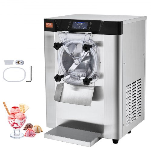 Gewerbliche Eismaschine, 12 l/h Leistung, 1295 W, Tischgerät für festes Eis, 4,5 l Edelstahlzylinder, LED-Panel, automatische Reinigung, Vorkühlung, für Restaurants und Imbissstände