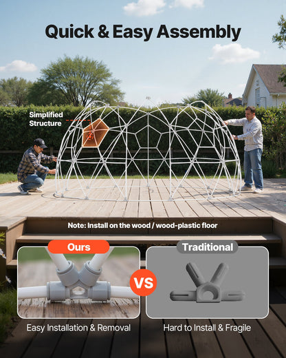 Gartenkuppel-Iglu, 3,6 x 2,2 m, transparentes Outdoor-Kuppelzelt für 4–7 Personen, wetterfestes geodätisches Kuppel-Gewächshaus mit Fenster, PVC-Iglu-Zelt für Garten, Terrasse, Camping, Partys und Hochzeiten