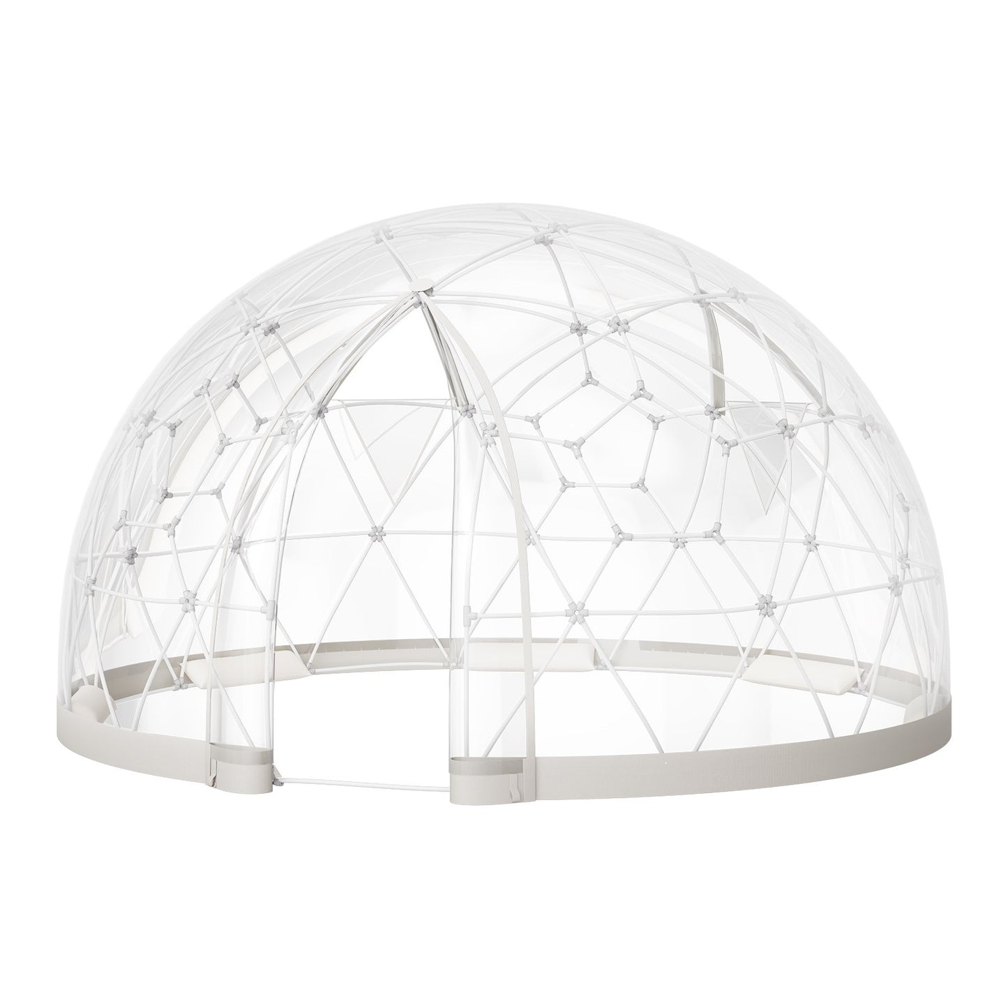 Gartenkuppel-Iglu, 3,6 x 2,2 m, transparentes Outdoor-Kuppelzelt für 4–7 Personen, wetterfestes geodätisches Kuppel-Gewächshaus mit Fenster, PVC-Iglu-Zelt für Garten, Terrasse, Camping, Partys und Hochzeiten