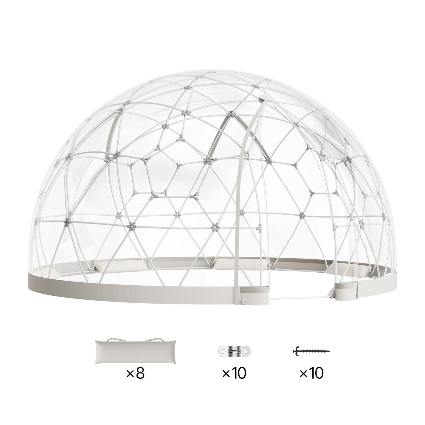 Gartenkuppel-Iglu, 3,6 x 2,2 m, transparentes Outdoor-Kuppelzelt für 4–7 Personen, wetterfestes geodätisches Kuppel-Gewächshaus mit Fenster, PVC-Iglu-Zelt für Garten, Terrasse, Camping, Partys und Hochzeiten