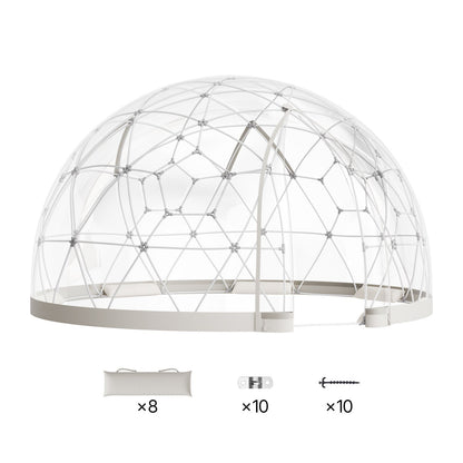 Gartenkuppel-Iglu, 3,6 x 2,2 m, transparentes Outdoor-Kuppelzelt für 4–7 Personen, wetterfestes geodätisches Kuppel-Gewächshaus mit Fenster, PVC-Iglu-Zelt für Garten, Terrasse, Camping, Partys und Hochzeiten