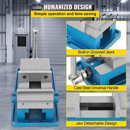 5" Super-Lock Schraubstock für NC/CNC-Maschinen, Tischspannschraubstock, hohe Präzision, CNC-Schraubstock, Feststellschraubstock, Bohren, 125 mm Breite, CNC, 24 kN