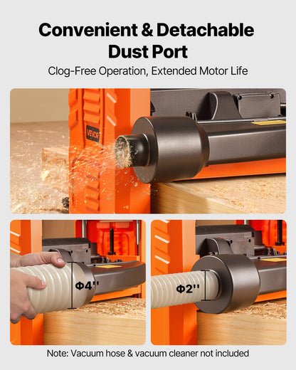 Thickness Planer, Two-Blade, 330 mm Width Worktable Power Benchtop Planer, 1800W 23500 RPM Powerful Motor, Dual Rollers, Over Protection, Single Speed Woodworking, for Hard & Soft Wood Material