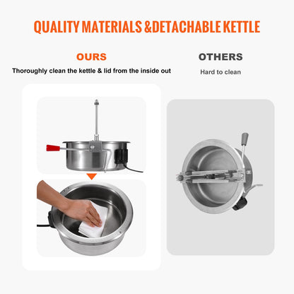 Popcornmaschine, 1615 W, großer 473-ml-Kessel für die Arbeitsplatte mit gehärtetem Glas, inklusive 3 Edelstahlschaufeln, Kino-Design, Rot