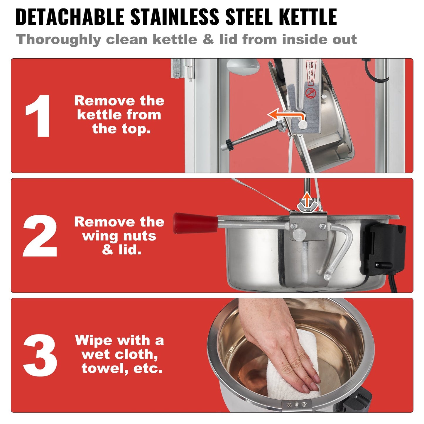 Popcornmaschine, 850 W, 8-Unzen-Kessel für bis zu 48 Tassen Popcorn pro Durchgang, Tischgerät mit gehärtetem Glas, inklusive 4 Schaufeln, Kino-Design, Rot