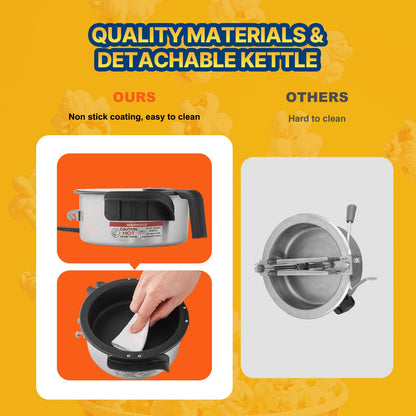 Popcornmaschine, 480 W, 120-ml-Kessel (ergibt ca. 5,7 Liter pro Portion), Tischgerät, inklusive 3 Schaufeln, Kino-Design, Schwarz