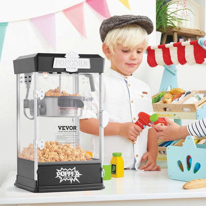 Popcornmaschine, 480 W, 120-ml-Kessel (ergibt ca. 5,7 Liter pro Portion), Tischgerät, inklusive 3 Schaufeln, Kino-Design, Schwarz