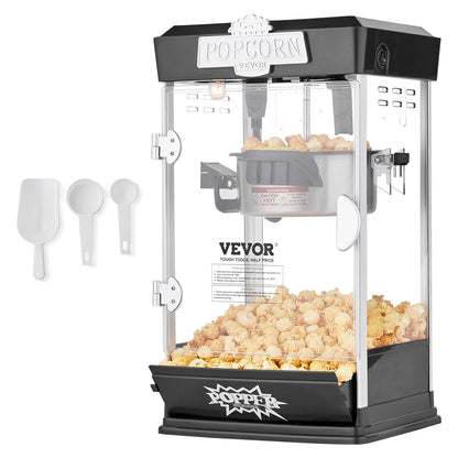 Popcornmaschine, 480 W, 120-ml-Kessel (ergibt ca. 5,7 Liter pro Portion), Tischgerät, inklusive 3 Schaufeln, Kino-Design, Schwarz