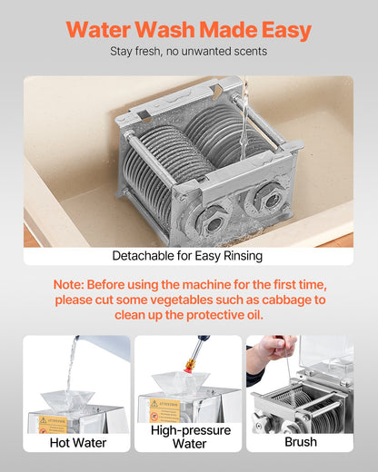 Meat Cutter Machine, 850W Meat Slicer, 551 lb/h Commercial Meat Cutting Machine Stainless Steel, 5 mm Thickness, Detachable Blades, Electric Food Slicer for Home Kitchen Restaurant Supermarket