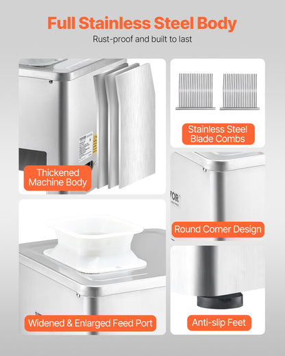 Meat Cutter Machine, 550W Meat Slicer, 350 lb/h Commercial Meat Cutting Machine, Stainless Steel, 3.5 mm Thickness, Electric Food Cutting Slicer for Home Kitchen, Restaurant, Supermarket