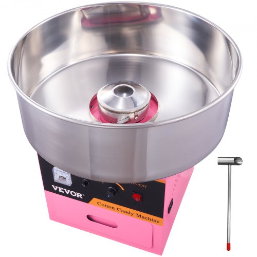 Elektrische Zuckerwattemaschine, 1000 W, professionelle Zuckerwattemaschine mit 52 cm Edelstahlschüssel, Zuckerlöffel und Schublade, einfache Anwendung zu Hause, ideal für Kindergeburtstage und Familienfeiern, rosa