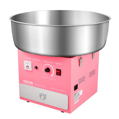 Elektrische Zuckerwattemaschine, 1000 W, professionelle Zuckerwattemaschine mit 52 cm Edelstahlschüssel, Zuckerlöffel und Schublade, einfache Anwendung zu Hause, ideal für Kindergeburtstage und Familienfeiern, rosa