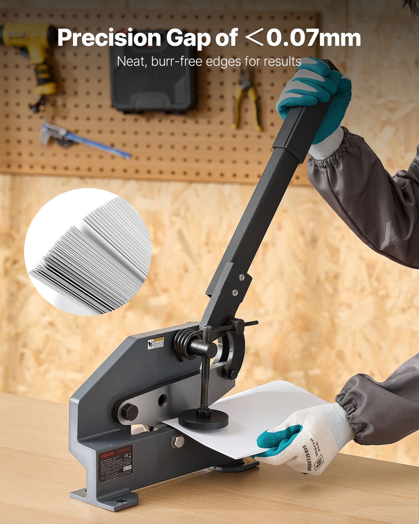 Blechschere, 155 mm, manuelle Blechschere, robuste Montageausführung mit massivem Stahlrahmen, hohe Präzision, verlängerter Griff zum Schneiden von Stahl, Kupfer, Bewehrungsstahl und Aluminium