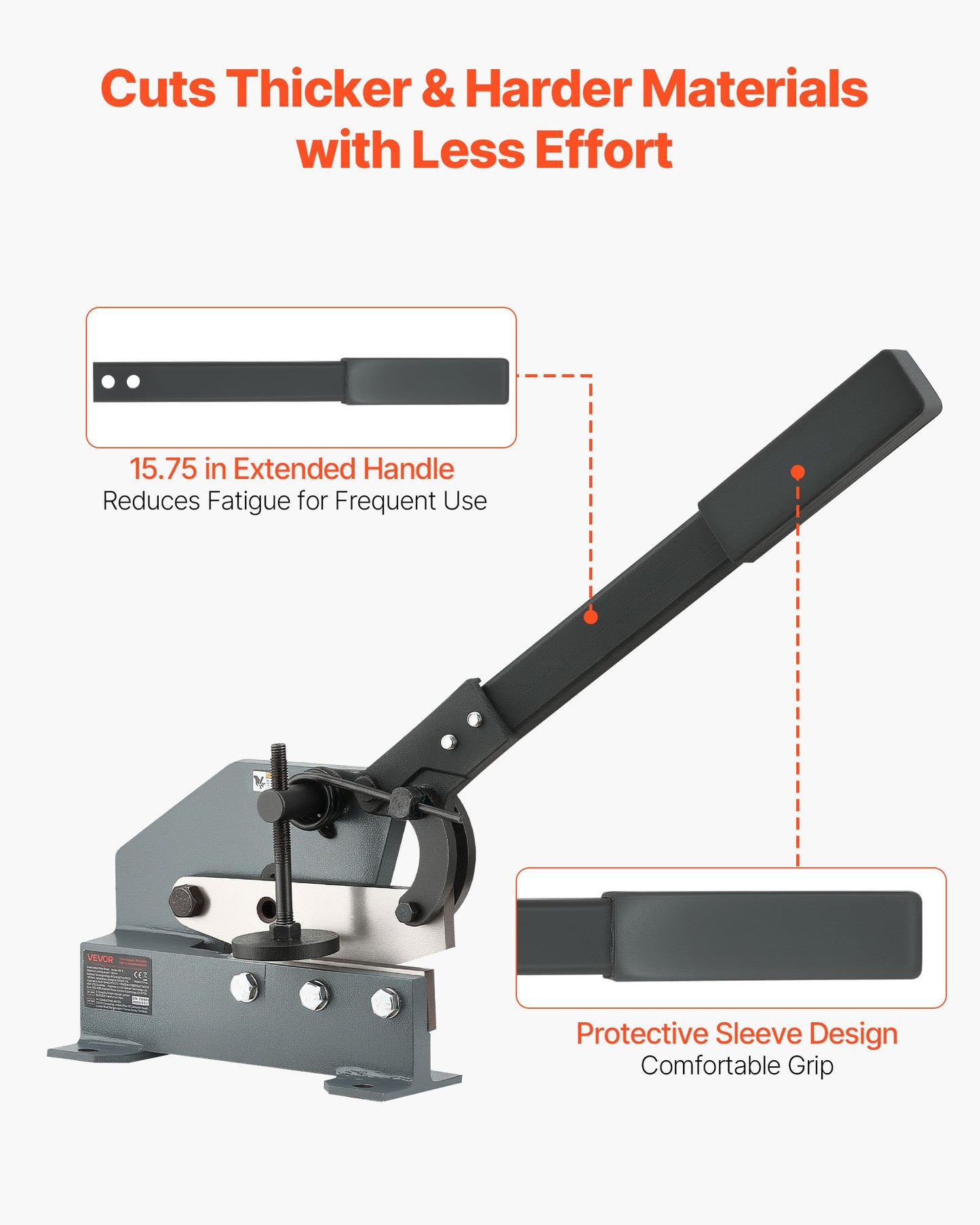 Blechschere, 155 mm, manuelle Blechschere, robuste Montageausführung mit massivem Stahlrahmen, hohe Präzision, verlängerter Griff zum Schneiden von Stahl, Kupfer, Bewehrungsstahl und Aluminium