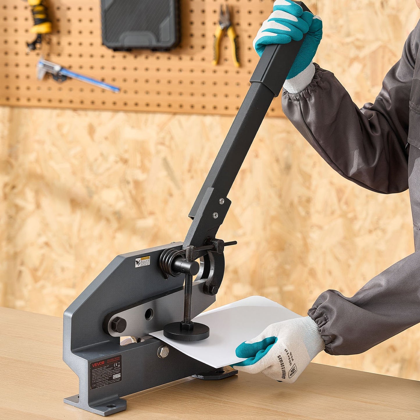 Blechschere, 155 mm, manuelle Blechschere, robuste Montageausführung mit massivem Stahlrahmen, hohe Präzision, verlängerter Griff zum Schneiden von Stahl, Kupfer, Bewehrungsstahl und Aluminium