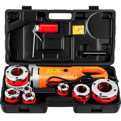 Elektrische Rohrschneidmaschine, 2300 W, robustes Handantriebsset, 220 V, tragbare Rohrschneidmaschine mit 6 Schneideinsätzen (1,27–5,1 cm)