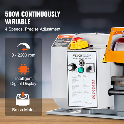 Metal Lathe Machine, 7'' x 13.78'', Precision Benchtop Power Metal Lathe, 0-2200 RPM Continuously Variable Speed, 500W Brush Motor Metal Gears, with Tool Box for Processing Precision Parts