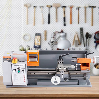 Metal Lathe Machine, 7'' x 13.78'', Precision Benchtop Power Metal Lathe, 0-2200 RPM Continuously Variable Speed, 500W Brush Motor Metal Gears, with Tool Box for Processing Precision Parts