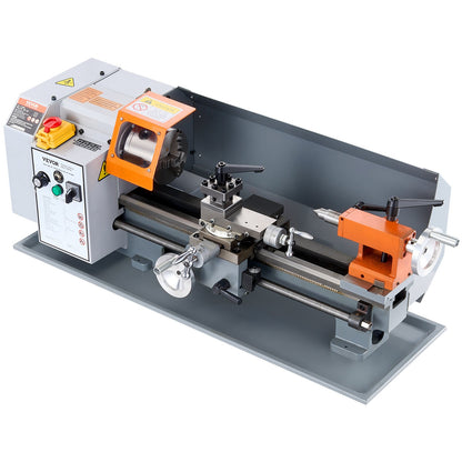 Metal Lathe Machine, 7'' x 13.78'', Precision Benchtop Power Metal Lathe, 0-2200 RPM Continuously Variable Speed, 500W Brush Motor Metal Gears, with Tool Box for Processing Precision Parts