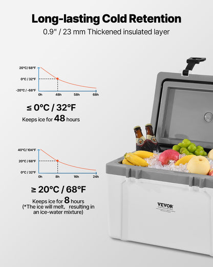 Portable Cooler, 26 QT Hard Cooler with Ice Retention, Heavy-Duty Handles and Strap, Lightweight Rigid Material Insulated Portable Cooler, Suitable for Family Picnics and Short Trips