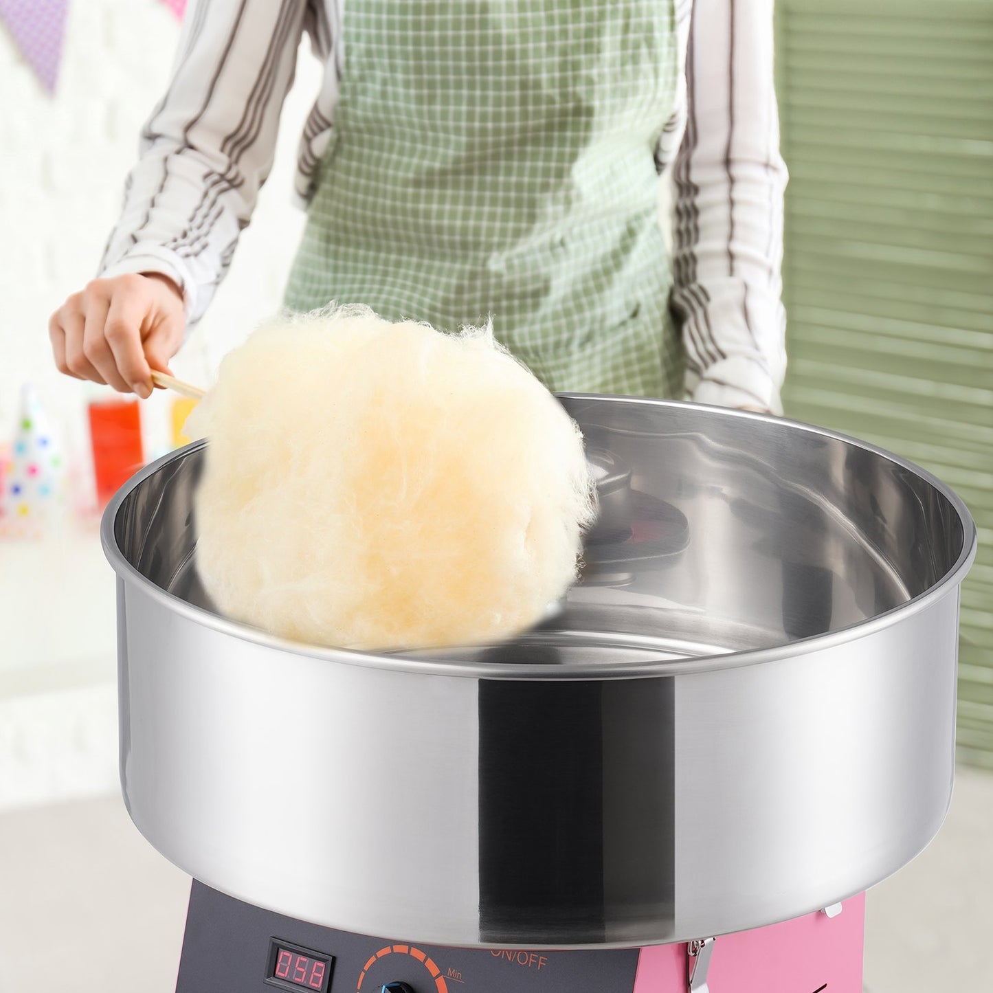 Electric Cotton Candy Machine, 1000W Candy Floss Maker, Commercial Cotton Candy Machine with Stainless Steel Bowl, and Sugar Scoop, Perfect for Home Kids Birthday, Family Party (Pink)