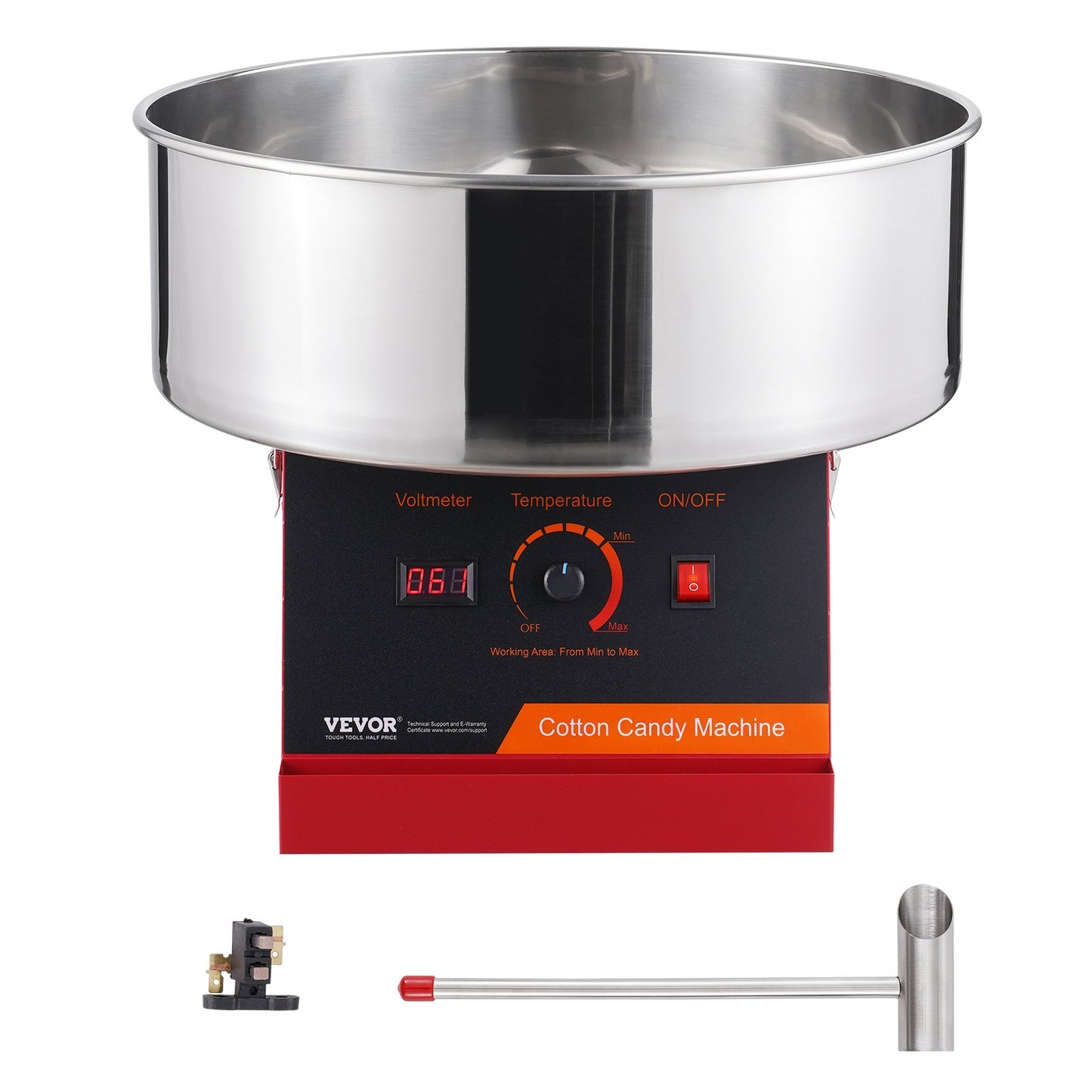 Elektrische Zuckerwattemaschine, 1000W Zuckerwattemaschine, Gewerbliche Zuckerwattemaschine mit Edelstahlschüssel und Zuckerlöffel, Perfekt für Kindergeburtstage und Familienfeiern zu Hause (Rot)