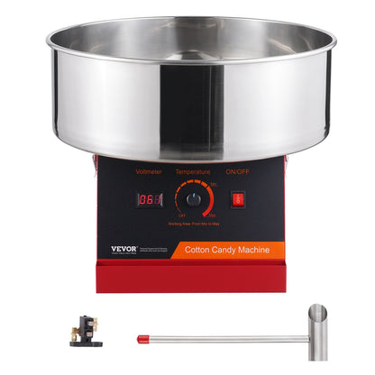 Elektrische Zuckerwattemaschine, 1000W Zuckerwattemaschine, Gewerbliche Zuckerwattemaschine mit Edelstahlschüssel und Zuckerlöffel, Perfekt für Kindergeburtstage und Familienfeiern zu Hause (Rot)
