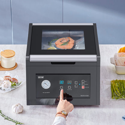 Chamber Vacuum Sealer, 380W Vacuum Pump Power, Sealing Bag Packing Machine for Wet Foods, Meat, Compact Design with 290 mm Sealing Length, Ideal Commercial Sealer for Professional and Home Use