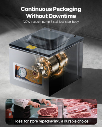 Chamber Vacuum Sealer, 260W Sealing Power, Vacuum Packing Machine for Wet Foods, Meats, Marinades and More, Compact Size with 260 mm Sealing Length, Applied in Home Kitchen and Commercial Use
