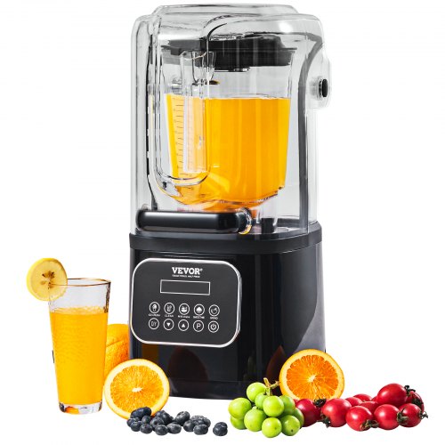 Professional Blender with Shield, Commercial Countertop Blenders, 68 oz Glass Jar Blender Combo, Stainless Steel 9 Speed & 5 Functions Blender, for Shakes, Smoothies, Peree, and Crush Ice, Black