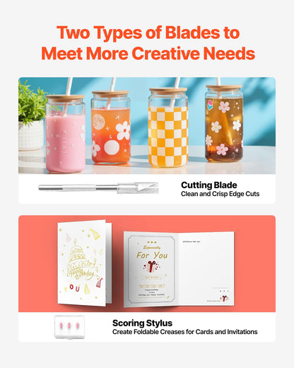 Cutting Machine, Automatic Edge Detection Vinyl Cutter Machine with Two Types of Blades, Design Software and Materials, Compatible with Multiple File Formats, for Creating Customized DIY Crafts