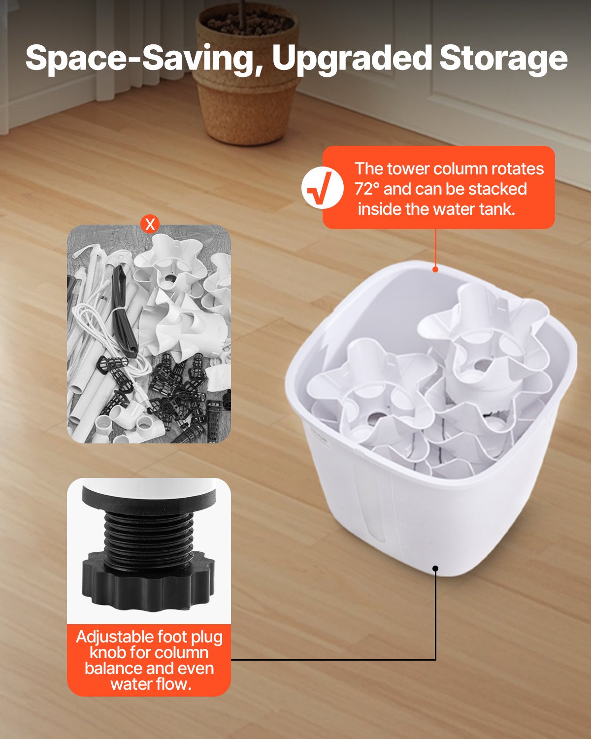 Hydroponic Growing System with Grow Light, 30 Pods Vertical 6 Tiers Hydroponic Tower, Home Hydronic Garden with Water Pump, Plants Germination Kit for Indoor Herbs, Fruits and Vegetables