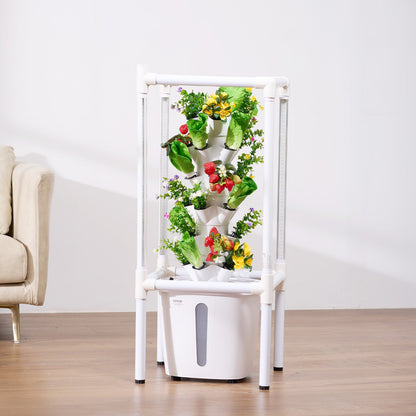 Hydroponic Growing System with Grow Light, 30 Pods Vertical 6 Tiers Hydroponic Tower, Home Hydronic Garden with Water Pump, Plants Germination Kit for Indoor Herbs, Fruits and Vegetables