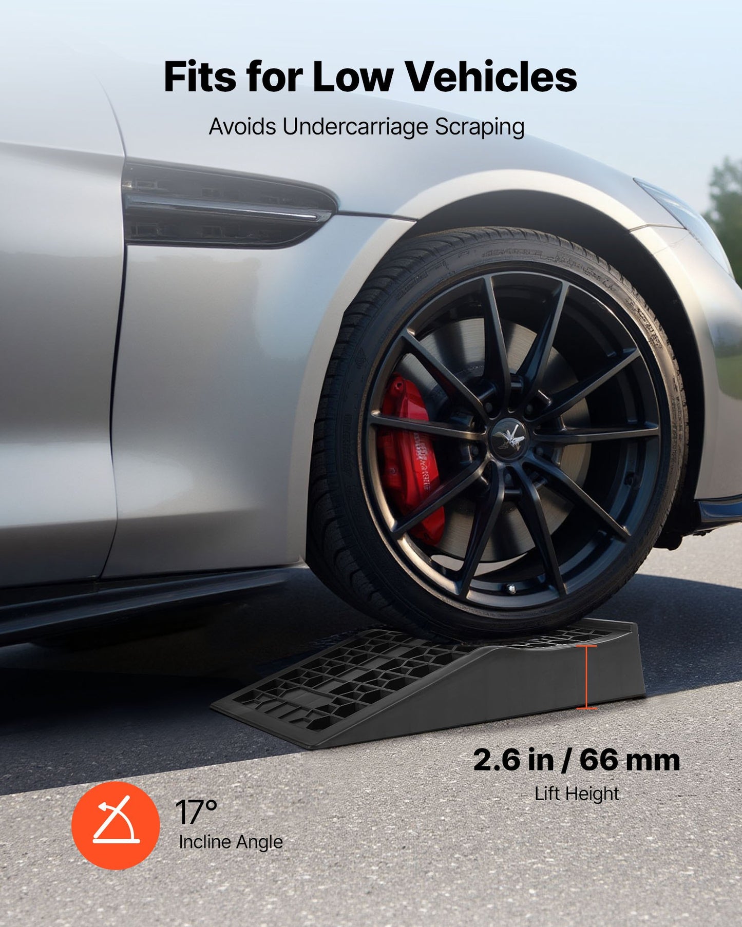 Car Ramps, 2 PCS 9072 kg GVW Capacity, 66 mm Lift Height, Portable Low Profile Car Service Ramps for Home Garage Maintenance & Oil Changes, Heavy Duty for Low Chassis Vehicle & Support Jack