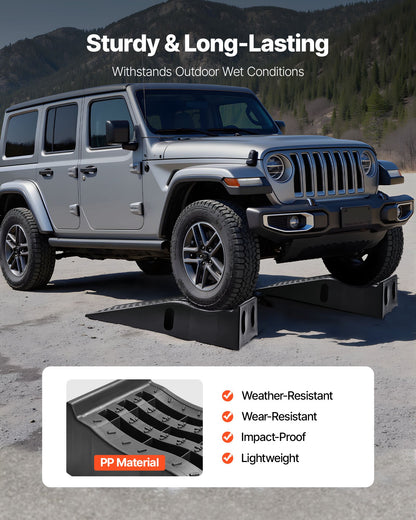 Autoauffahrrampen, 2 Stück, Tragkraft 5897 kg, Hubhöhe 155 mm, tragbare, hohe Autoauffahrrampen für Wartung und Ölwechsel in der heimischen Garage, robust für Reparaturen an Lkw und SUVs, schwarz