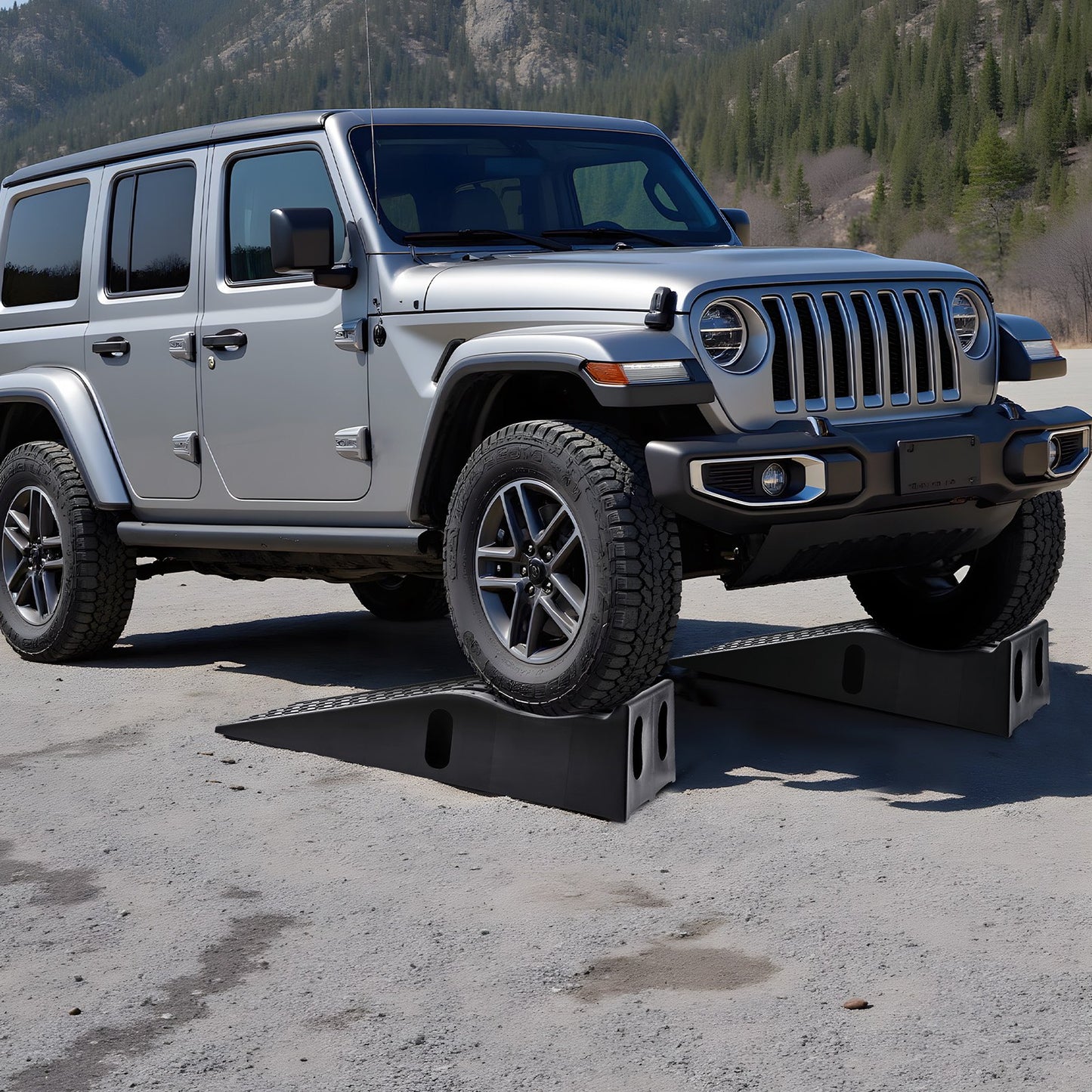 Autoauffahrrampen, 2 Stück, Tragkraft 5897 kg, Hubhöhe 155 mm, tragbare, hohe Autoauffahrrampen für Wartung und Ölwechsel in der heimischen Garage, robust für Reparaturen an Lkw und SUVs, schwarz