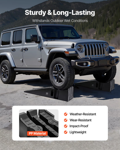 2 Stück Autoauffahrrampen, Tragkraft 7257 kg, Hubhöhe 170 mm, tragbare, hohe Autoauffahrrampen für Wartung und Ölwechsel in der heimischen Garage, robust für Reparaturen an Lkw und SUVs, schwarz