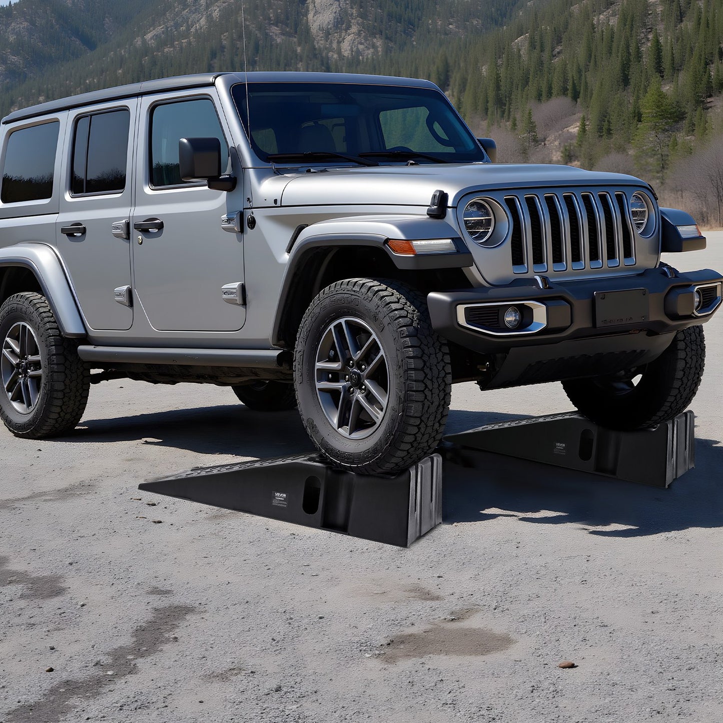 2 Stück Autoauffahrrampen, Tragkraft 7257 kg, Hubhöhe 170 mm, tragbare, hohe Autoauffahrrampen für Wartung und Ölwechsel in der heimischen Garage, robust für Reparaturen an Lkw und SUVs, schwarz