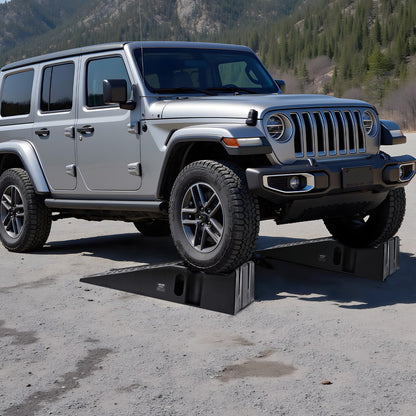 2 Stück Autoauffahrrampen, Tragkraft 7257 kg, Hubhöhe 170 mm, tragbare, hohe Autoauffahrrampen für Wartung und Ölwechsel in der heimischen Garage, robust für Reparaturen an Lkw und SUVs, schwarz