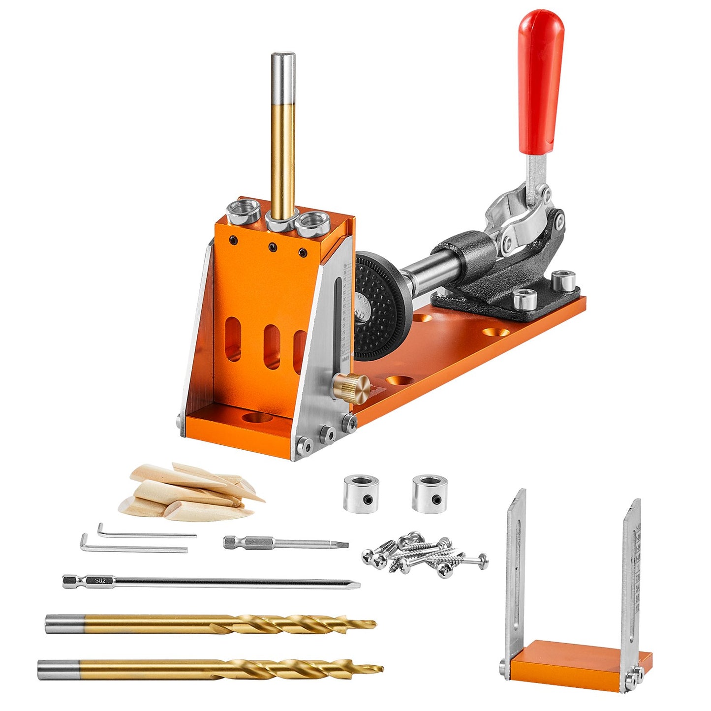 30 Pcs Pocket Hole Jig Kit, Adjustable & Easy to Use Pocket Hole Jig System with Step Drills, Wrenches, Drill Stop Rings, and Square Drive Bits, Dual Scale Marks for DIY Carpentry Projects